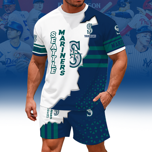 [HOMERUN DEAL] NEW CUSTOMIZED MLB14 SMS SEATTLE MARINERS UNISEX T-SHIRT & SHORTS SET