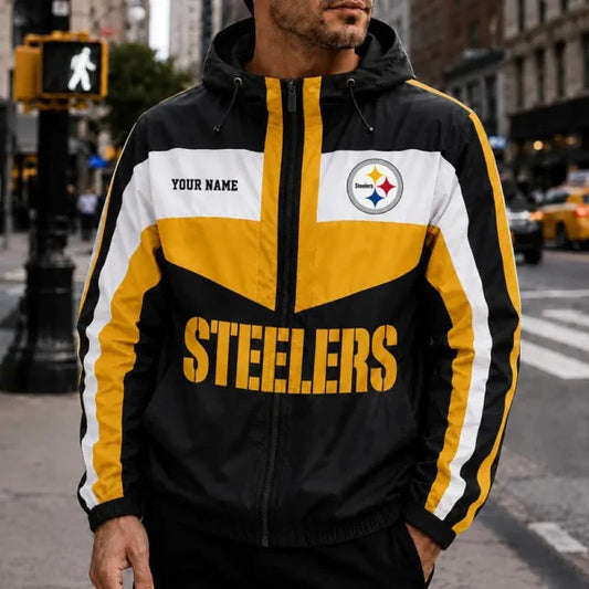 [TOUCHDOWN DEAL] NEW CUSTOMIZED NFL14 PSB PITTSBURGH STEELERS WINDBREAKER JACKET