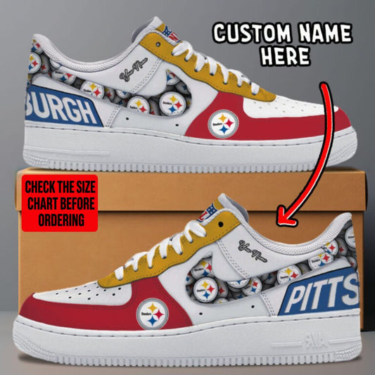 [TOUCHDOWN DEAL] NEW CUSTOMIZED NFL14 PSB PITTSBURGH STEELERS AF1 SNEAKERS