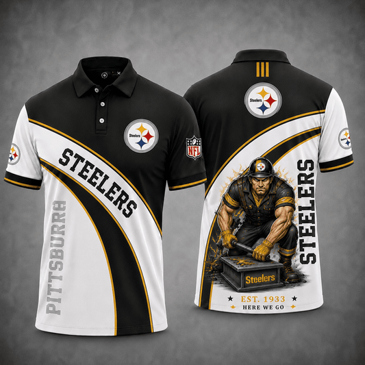 [TOUCHDOWN DEAL] NEW CUSTOMIZED NFL14 PSB PITTSBURGH STEELERS POLO SHIRT