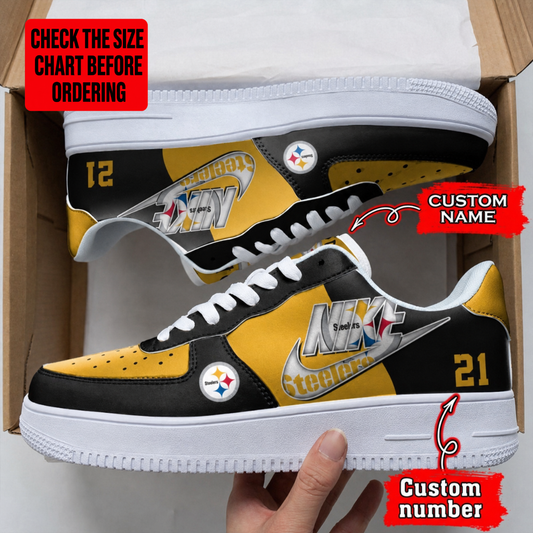 [TOUCHDOWN DEAL] NEW CUSTOMIZED NFL14 PSB PITTSBURGH STEELERS AF1 SHOES