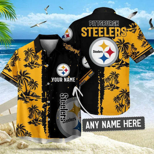[TOUCHDOWN DEAL] NEW CUSTOMIZED NFL14 PSB PITTSBURGH STEELERS UNISEX HAWAIIAN SHIRT & SHORTS SET