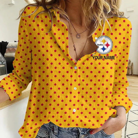 [TOUCHDOWN DEAL] NEW CUSTOMIZED NFL14 PSB PITTSBURGH STEELERS WOMEN CASUAL SHIRT