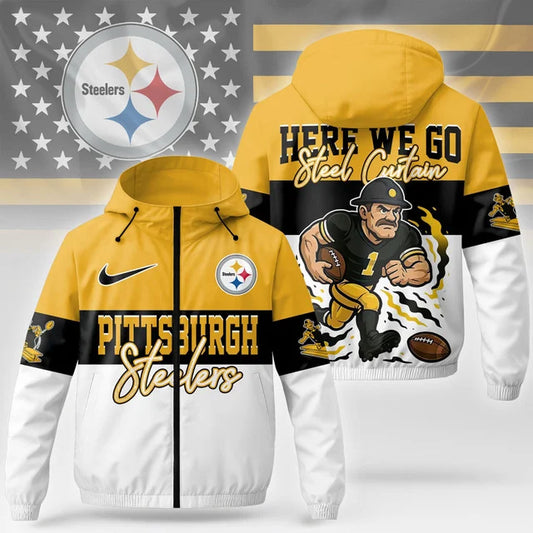 [TOUCHDOWN DEAL] NEW CUSTOMIZED NFL14 PSB PITTSBURGH STEELERS WINDBREAKER JACKET