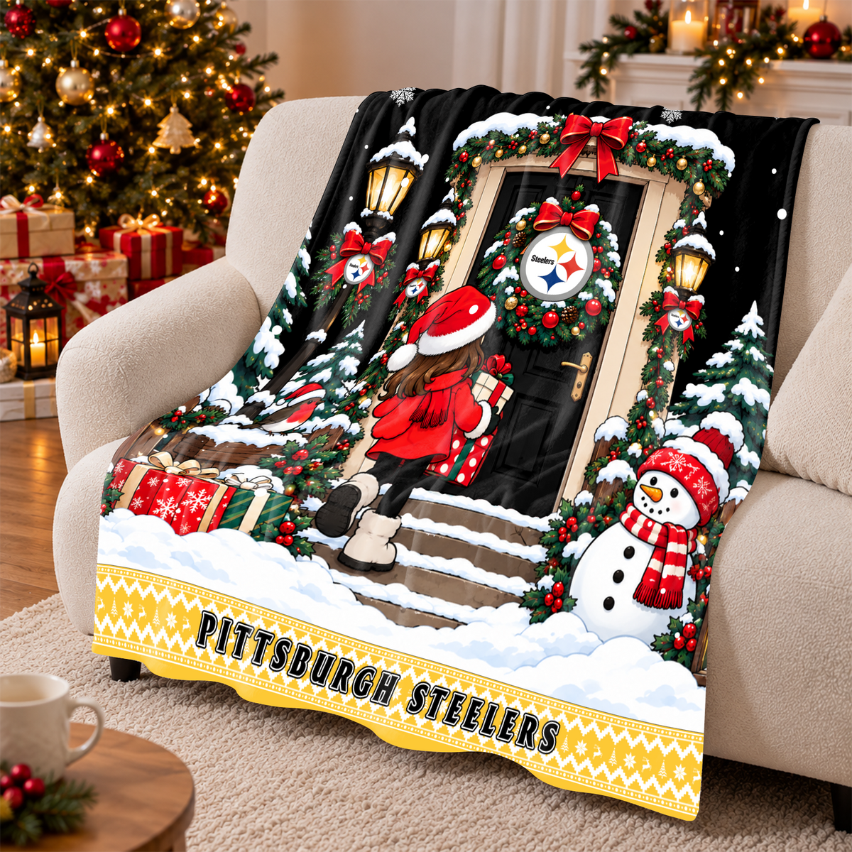[TOUCHDOWN DEAL] NEW CUSTOMIZED NFL14 PSB THE STEELERS FLEECE BLANKET