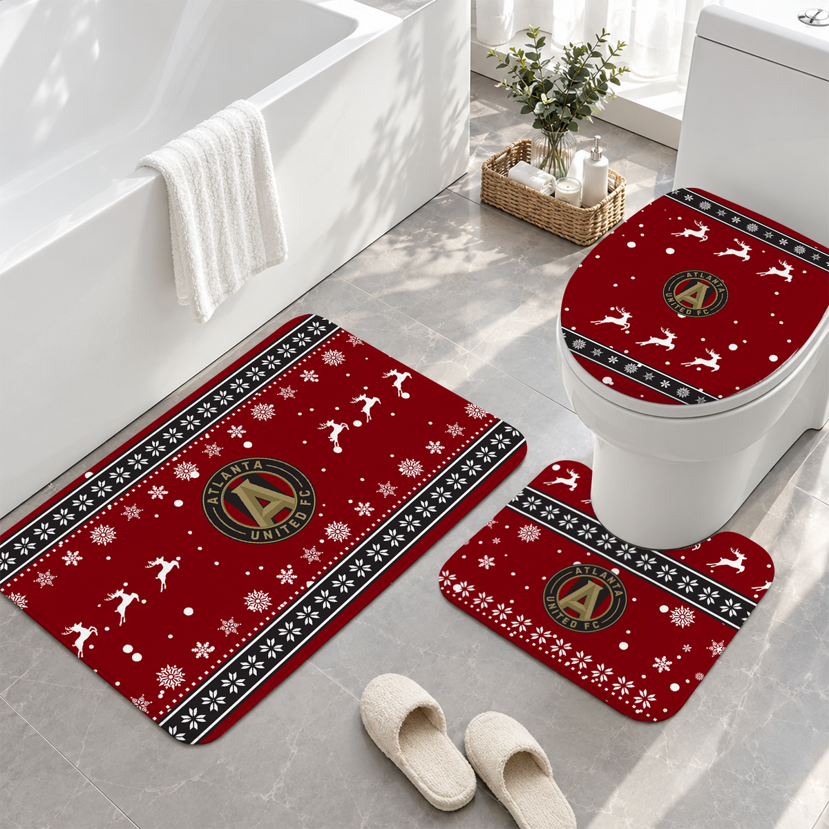 [GOAL DEAL] NEW CUSTOMIZED MLS14 ALU ATLANTA UNITED FC 3-PIECE BATHROOM RUG SET