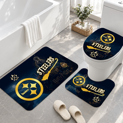 [TOUCHDOWN DEAL] NEW CUSTOMIZED NFL14 PSB PITTSBURGH STEELERS 3-PIECE BATHROOM RUG SET
