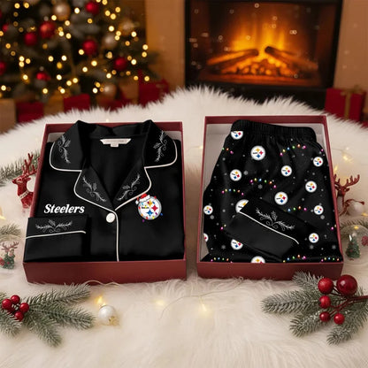 [TOUCHDOWN DEAL] NEW CUSTOMIZED NFL14 PSB PITTSBURGH STEELERS LONG-SLEEVE PAJAMA SET