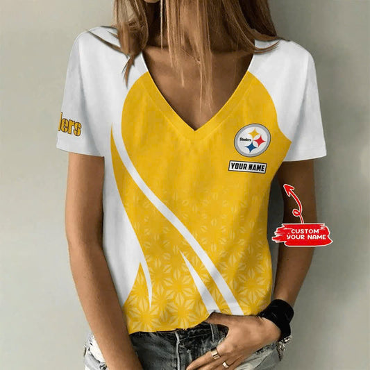 [TOUCHDOWN DEAL] NEW CUSTOMIZED NFL14 PSB PITTSBURGH STEELERS V-NECK FEMALE SHIRT