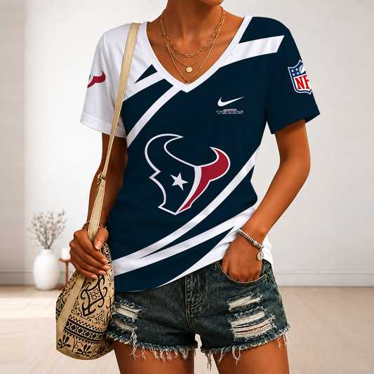 [TOUCHDOWN DEAL] NEW CUSTOMIZED NFL15 HTT HOUSTON TEXANS V-NECK FEMALE SHIRT