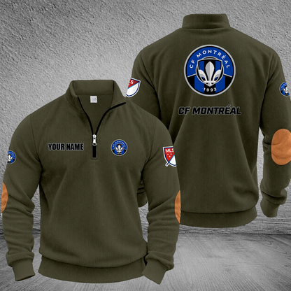 [GOAL DEAL] NEW CUSTOMIZED MLS15 CFM CF MONTRÉAL MULTICOLOR STRIPED QUATER ZIP SWEATSHIRT