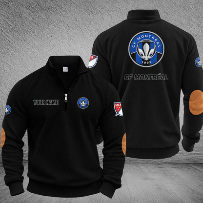 [GOAL DEAL] NEW CUSTOMIZED MLS15 CFM CF MONTRÉAL MULTICOLOR STRIPED QUATER ZIP SWEATSHIRT