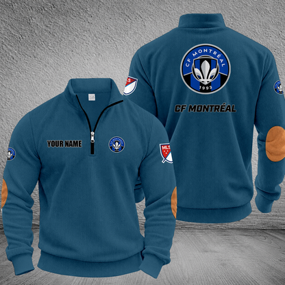 [GOAL DEAL] NEW CUSTOMIZED MLS15 CFM CF MONTRÉAL MULTICOLOR STRIPED QUATER ZIP SWEATSHIRT