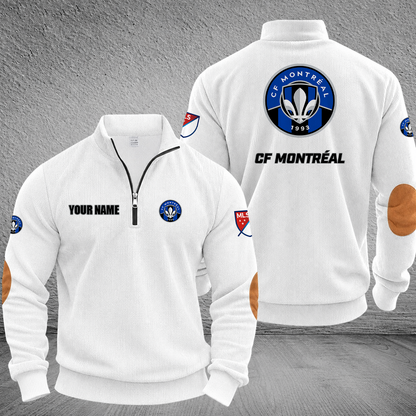 [GOAL DEAL] NEW CUSTOMIZED MLS15 CFM CF MONTRÉAL MULTICOLOR STRIPED QUATER ZIP SWEATSHIRT