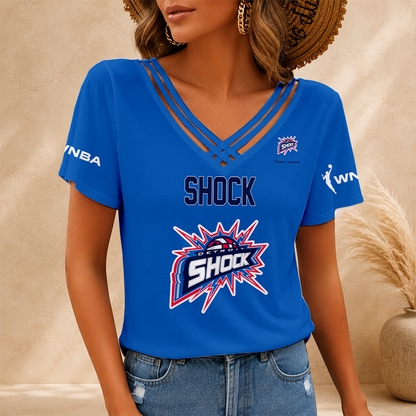 [HOOPS SPECIAL] NEW CUSTOMIZED WNBA15 DTS DETROIT SHOCK V-NECK SHIRT