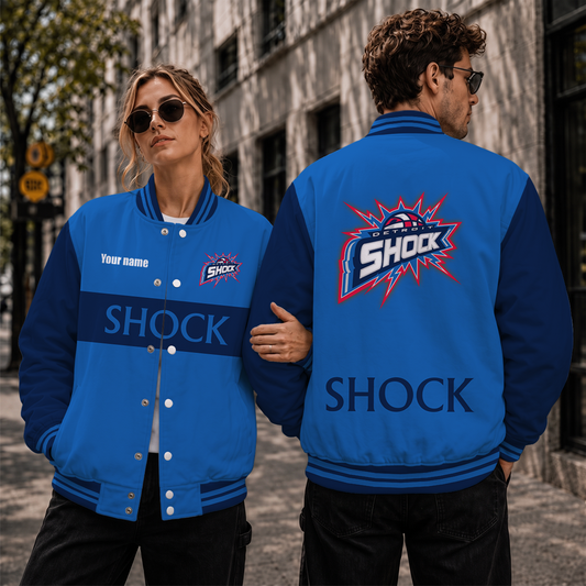 [HOOPS SPECIAL] NEW CUSTOMIZED WNBA15 DTS DETROIT SHOCK BASEBALL JACKET, SATIN VARSITY JACKET