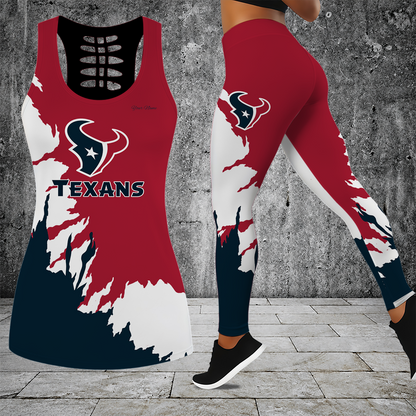 [TOUCHDOWN DEAL] NEW CUSTOMIZED NFL15 HTT HOUSTON TEXANS HOLLOW TANK TOP & LEGGINGS SET