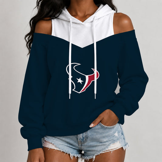 [TOUCHDOWN DEAL] NEW CUSTOMIZED NFL15 HTT THE TEXANS WOMEN'S OFF-SHOULDER HOODIE