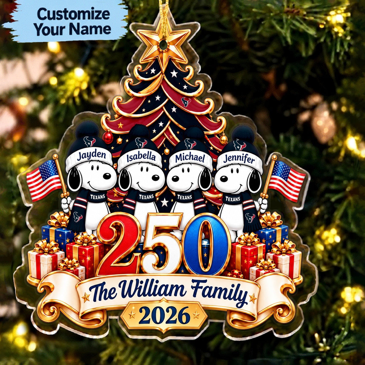 [TOUCHDOWN DEAL] NEW CUSTOMIZED NFL15 HTT HOUSTON TEXANS CHRISTMAS ACRYLIC ORNAMENT