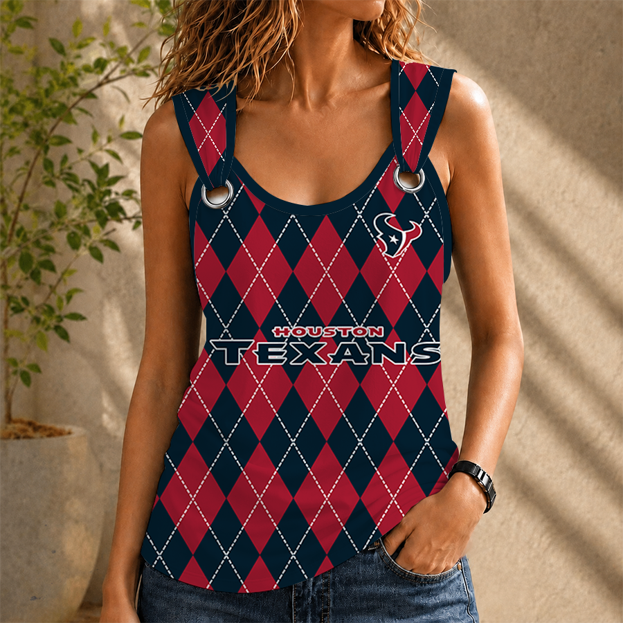 [TOUCHDOWN DEAL] NEW CUSTOMIZED NFL15 HTT HOUSTON TEXANS O-RING SHOULDER TANK TOP