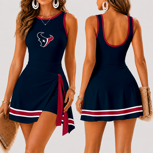 [TOUCHDOWN DEAL] NEW CUSTOMIZED NFL15 HTT HOUSTON TEXANS WOMEN'S SUMMER SKORT DRESS