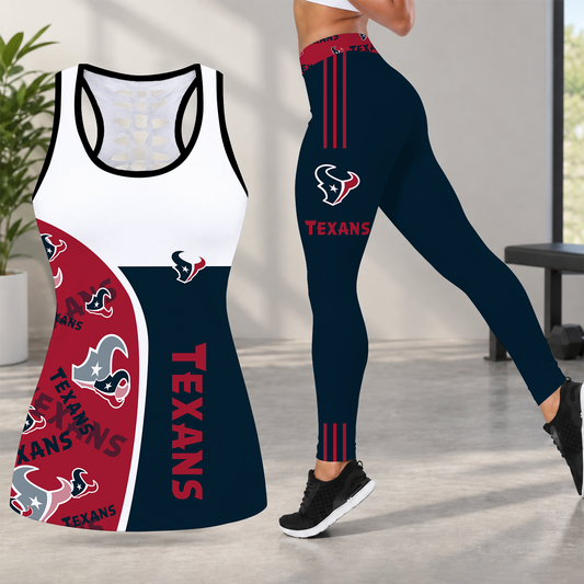 [TOUCHDOWN DEAL] NEW CUSTOMIZED NFL15 HTT HOUSTON TEXANS HOLLOW TANK TOP & LEGGINGS SET