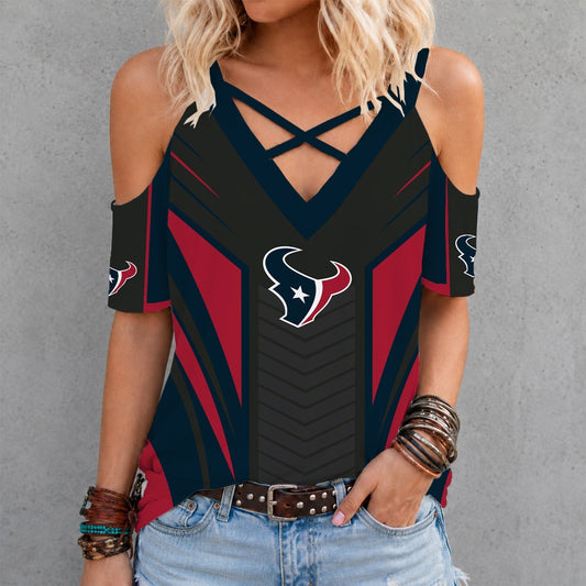 [TOUCHDOWN DEAL] NEW CUSTOMIZED NFL15 HTT HOUSTON TEXANS CRISS CROSS V-NECK TOP