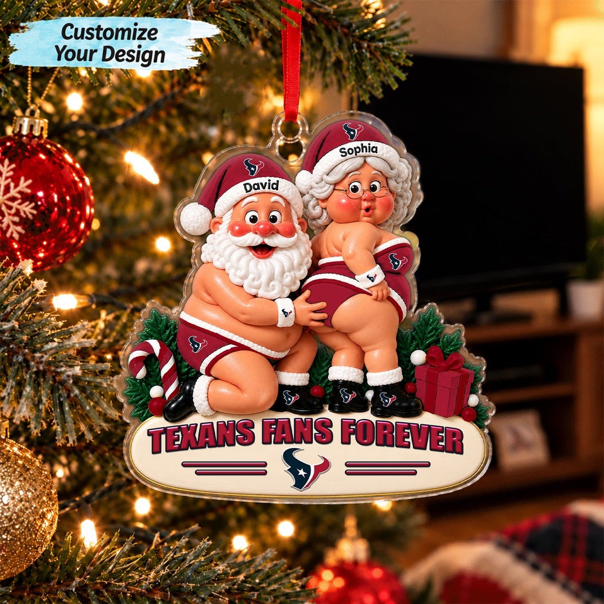 [TOUCHDOWN DEAL] NEW CUSTOMIZED NFL15 HTT HOUSTON TEXANS CHRISTMAS ACRYLIC ORNAMENT