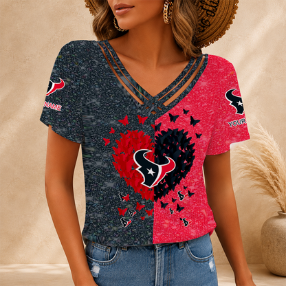 [SPECIAL OFFER] NEW CUSTOMIZED NFL15 HTT HOUSTON TEXANS V-NECK SHIRT