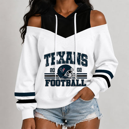[TOUCHDOWN DEAL] NEW CUSTOMIZED NFL15 HTT THE TEXANS WOMEN'S OFF-SHOULDER HOODIE