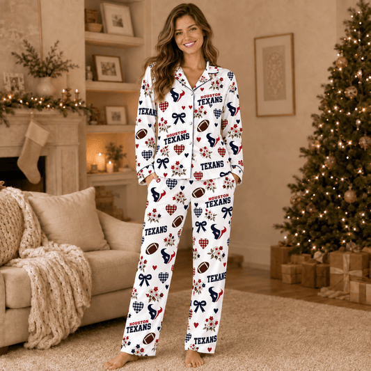[TOUCHDOWN DEAL] NEW CUSTOMIZED NFL15 HTT HOUSTON TEXANS HALLOWEEN LONG PAJAMAS SET