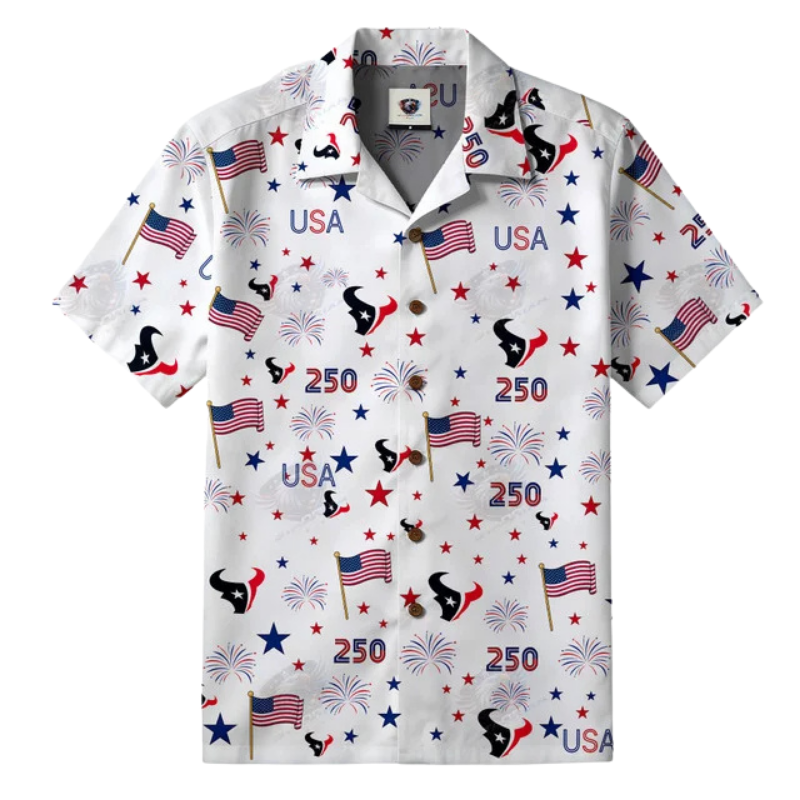 [TOUCHDOWN DEAL] NEW CUSTOMIZED NFL15 HTT HOUSTON TEXANS PATRIOTIC 250 USA HAWAIIAN SHIRT