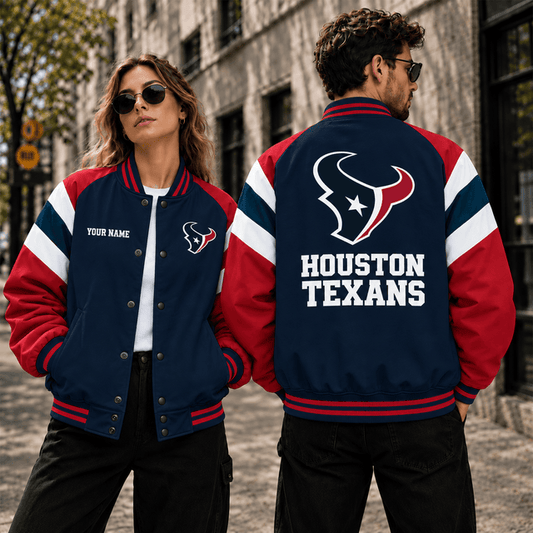 [TOUCHDOWN DEAL] NEW CUSTOMIZED NFL15 HTT HOUSTON TEXANS SATIN VARSITY & BASEBALL JACKET