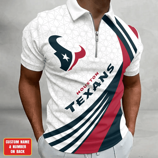 [TOUCHDOWN DEAL] NEW CUSTOMIZED NFL15 HTT HOUSTON TEXANS ZIP POLO SHIRT