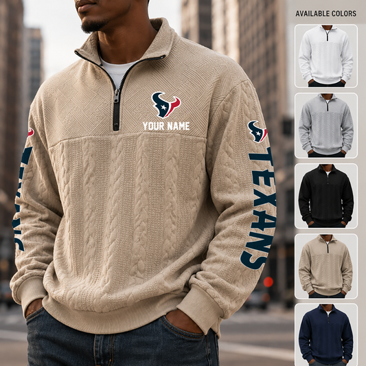 [TOUCHDOWN DEAL] NEW CUSTOMIZED NFL15 HTT HOUSTON TEXANS MULTICOLOR QUARTER-ZIP SWEATSHIRT