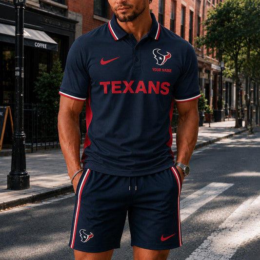[TOUCHDOWN DEAL] NEW CUSTOMIZED NFL15 HTT HOUSTON TEXANS POLO SHIRT & SHORT PANTS