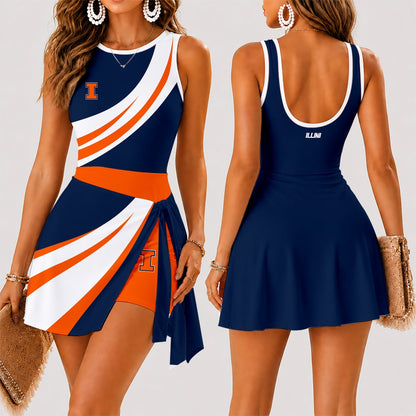 [SLAM DUNK DEAL] NEW CUSTOMIZED NCAA MAM15 IFI ILLINOIS FIGHTING ILLINI WOMEN'S SUMMER SKORT DRESS