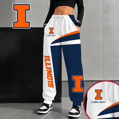 [SLAM DUNK DEAL] NEW CUSTOMIZED NCAA MAM15 IFI ILLINOIS FIGHTING ILLINI SWEATPANTS