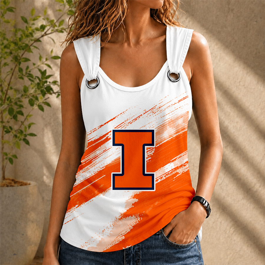 [SLAM DUNK DEAL] NEW CUSTOMIZED NCAA MAM15 IFI ILLINOIS FIGHTING ILLINI O-RING SHOULDER TANK TOP