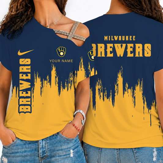 [HOMERUN DEAL] NEW CUSTOMIZED MLB15 MBS MILWAUKEE BREWERS SHOULDER SHIRT
