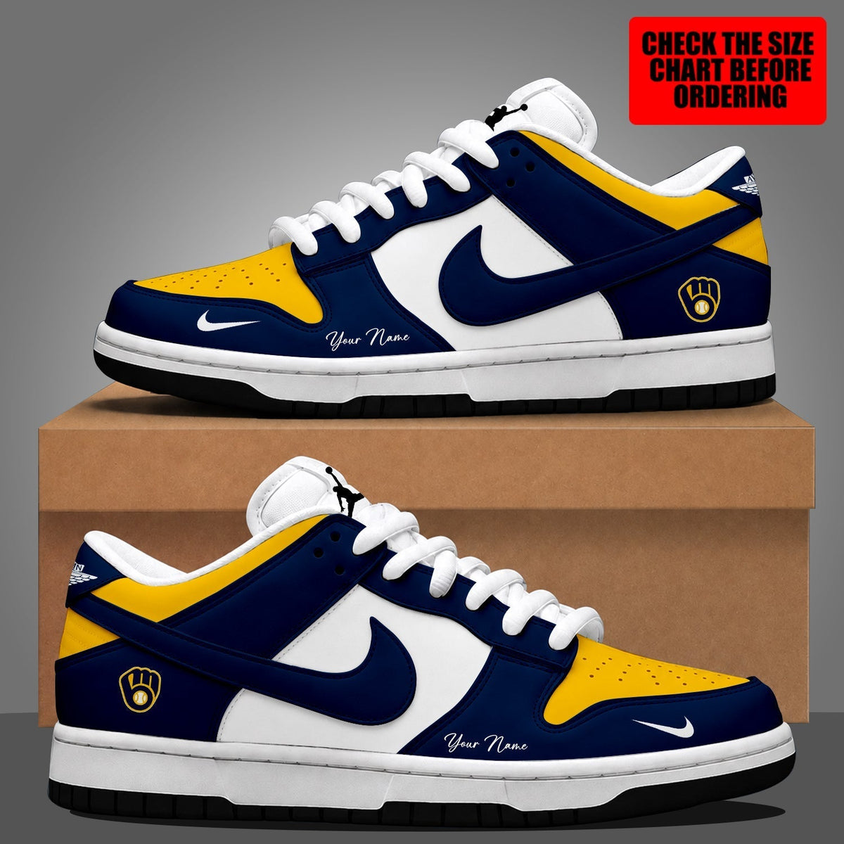 [HOMERUN DEAL] NEW CUSTOMIZED MLB15 MBS MILWAUKEE BREWERS DUNK LOW SHOES