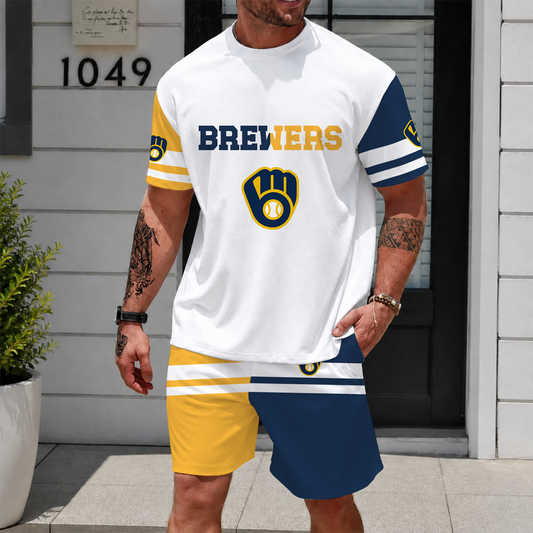 [HOMERUN DEAL] NEW CUSTOMIZED MLB15 MBS MILWAUKEE BREWERS UNISEX T-SHIRT & SHORTS SET