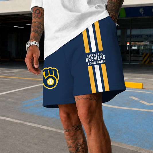 [HOMERUN DEAL] NEW PREMIUM MLB15 MBS MILWAUKEE BREWERS SHORT PANTS
