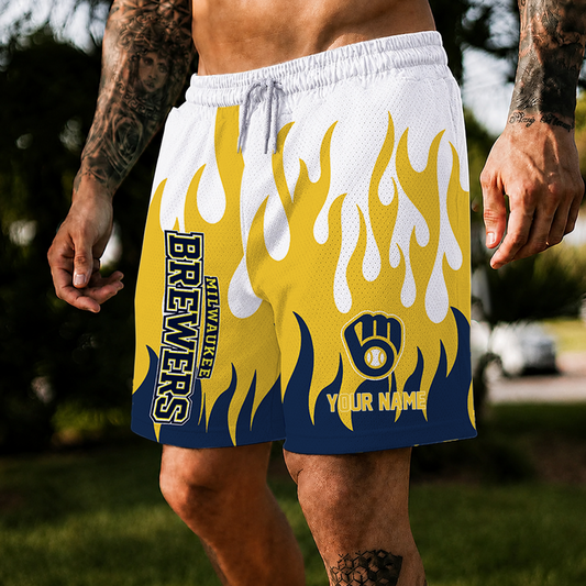 [HOMERUN DEAL] NEW CUSTOMIZED MLB15 MBS MILWAUKEE BREWERS SHORT PANTS