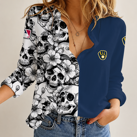 [HOMERUN DEAL] NEW CUSTOMIZED MLB15 MBS MILWAUKEE BREWERS WOMEN'S CASUAL SHIRT