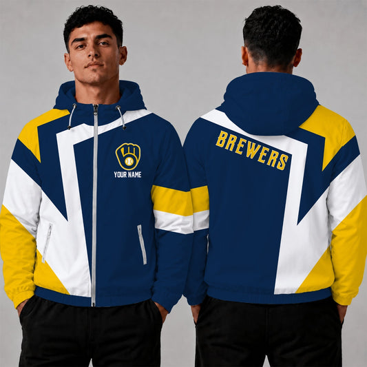 [HOMERUN DEAL] NEW CUSTOMIZED MLB15 MBS MILWAUKEE BREWERS WINDBREAKER JACKET