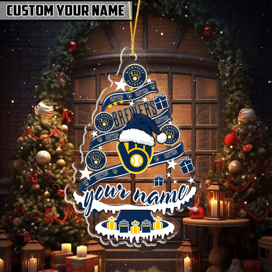 [HOMERUN DEAL] NEW CUSTOMIZED MLB15 MBS MILWAUKEE BREWERS CHRISTMAS ACRYLIC ORNAMENT
