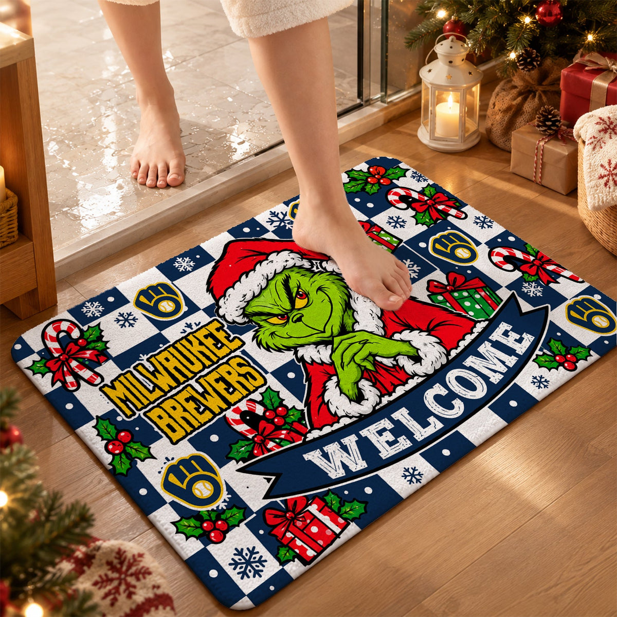[HOMERUN DEAL] NEW CUSTOMIZED MLB15 MBS THE BREWERS FLOOR MAT & DOOR MAT