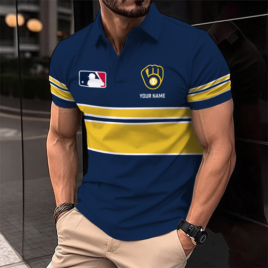 [HOMERUN DEAL] NEW CUSTOMIZED MLB15 MBS MILWAUKEE BREWERS POLO SHIRT