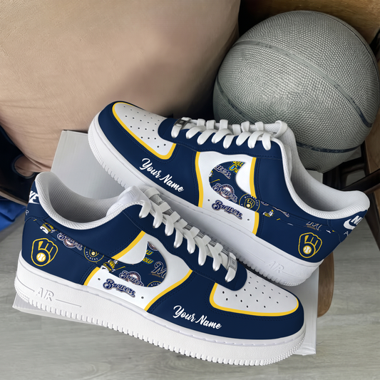 [HOMERUN DEAL] NEW CUSTOMIZED MLB15 MBS MILWAUKEE BREWERS AF1 SHOES